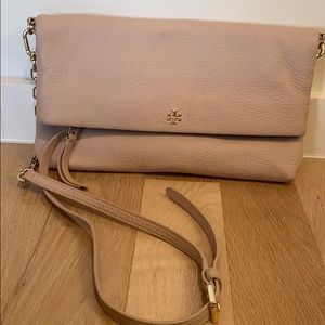 New Tory Burch  Fold Over Cross Body - Light Oak